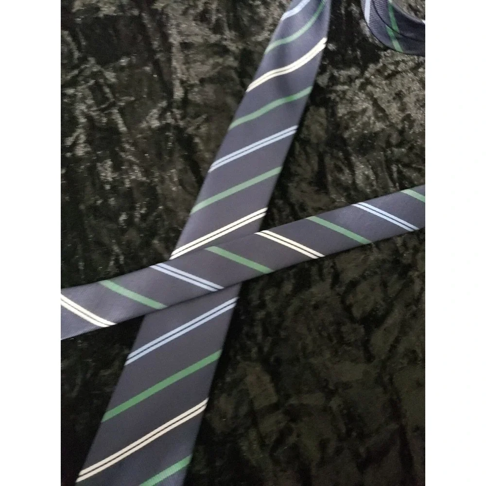 Blue Guru Skinny Striped Neck Tie Mens Blue Green Career Wear Dress Shirt